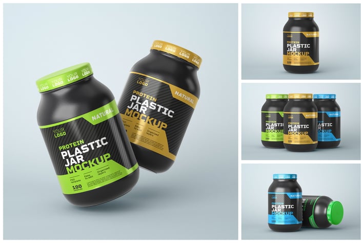 Food Supplement Plastic Jar Mockup
