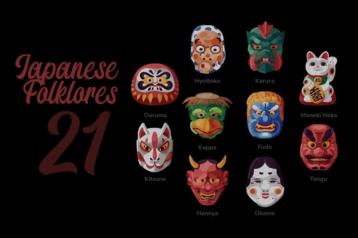 Japanese Folklores - Illustration Sets