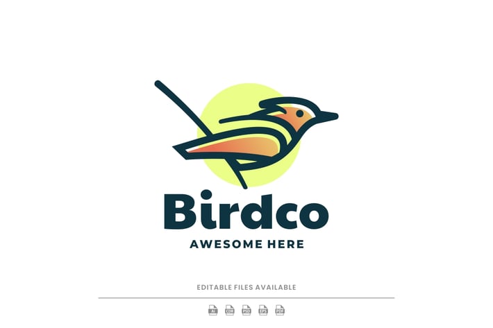 Bird Gradient Line Art Logo