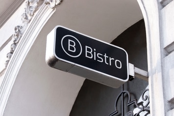 Outdoor Hanging Logo Sign Mockup #18