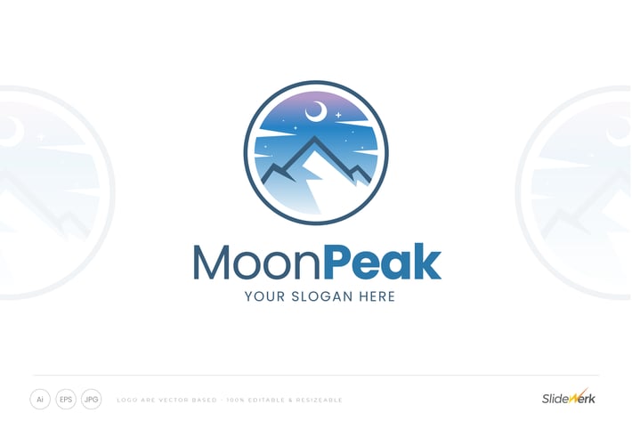 Moon and Mountain Peak Logo Template