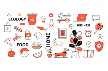 Food, Ecology, Home, Business Line Elements 