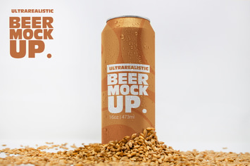 Front 16oz Malt Can Mockup