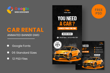 Rent A Car HTML5 Banner Ads GWD