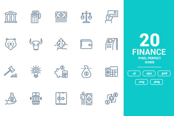 Flat line icons design - Finance
