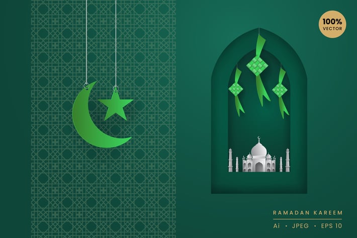 Ramadan kareem Paper Art Vector Card Vol.3
