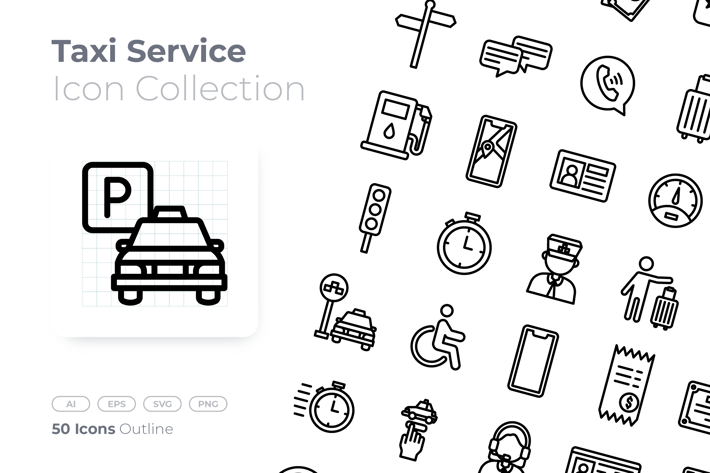 Taxi Service Outline Icon