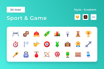 Sport & Game Gradient Icon Set