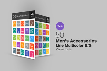 50 Men's Accessories Line Multicolor B/G Icons