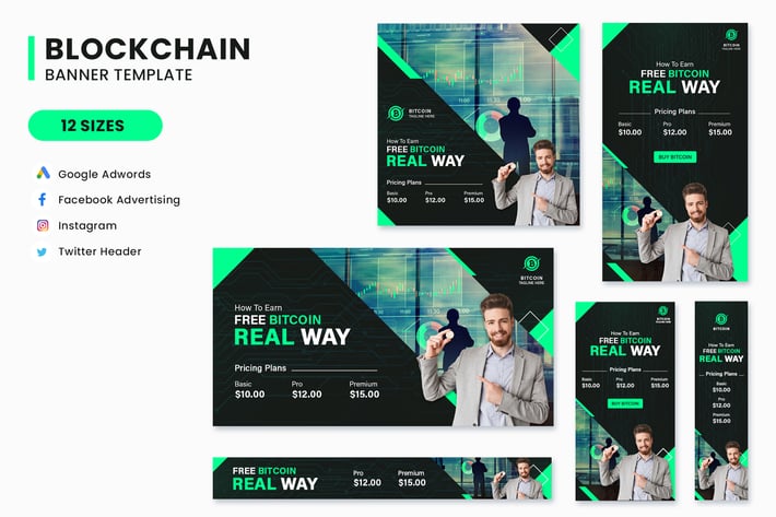 Blockchain Banners Ad Set Template