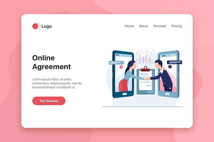 Online Agreement flat concept for Landing page