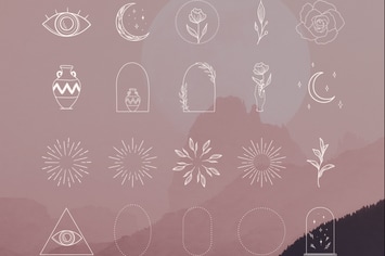 Decorative White Elements, Frames, Sunbursts. 