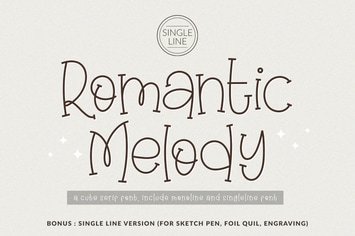 Romantic Melody - Singleline and Monoline font