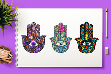 Bright Hamsa Hands Cliparts Set