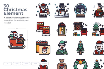 30 Christmas Element Icons