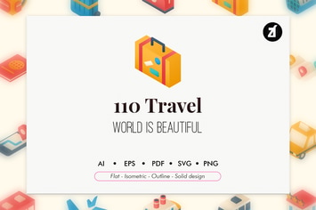 110 travel and vacation elements icon pack