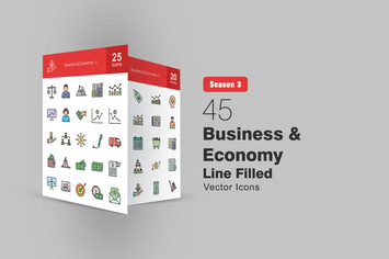 45 Business & Economy Filled Line Icons