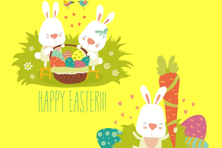 Vector illustration, collection of Easter bunny 
