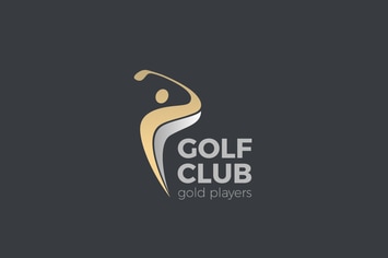 Logo Golf club Player hits ball