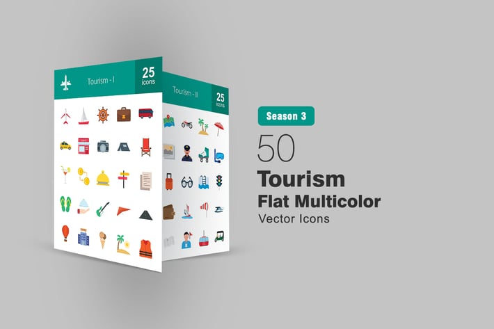 50 Tourism Flat Icons