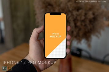 iPhone 12 Pro Mockup in Mans Hand 