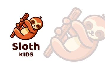 Sloth Kids Cute Logo Template