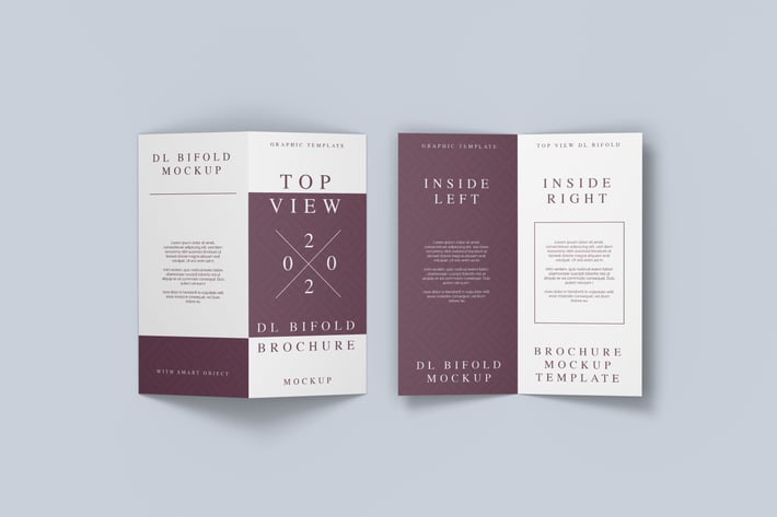Top View DL Bifold brochure Mockup Template
