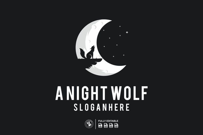 A NIGHT WOLF LOGO TEMPLATES