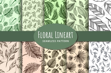 Floral Lineart Seamless Pattern