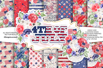 4th of July digital paper pack