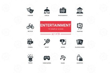 Entertainment - line design icons set