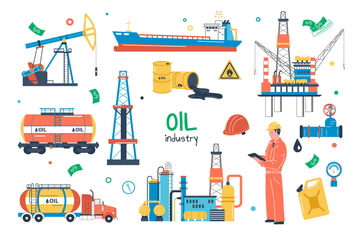 Oil Industry Concept Isolated Elements Set