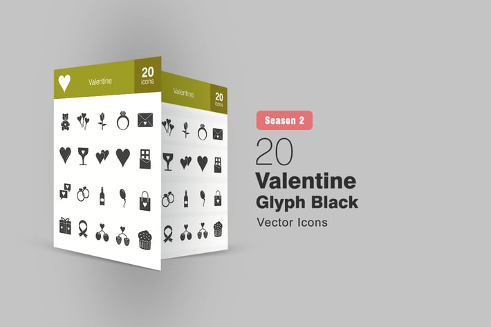 20 Valentine Glyph Icons Season II