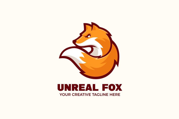 Orange Fox Mascot Character Logo Template