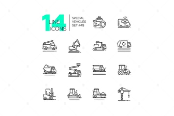 Special vehicles - line design icons set