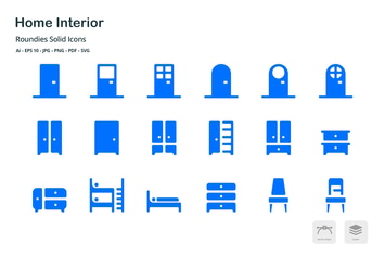 Home Interior Roundies Solid Glyph Icons