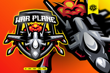 War Plane Mascot Logo Template