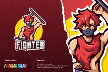 Fighter Man Mascot Logo Template