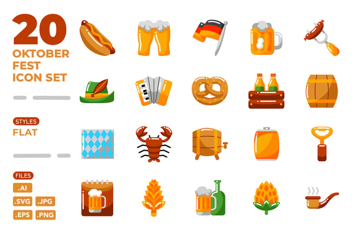 Oktoberfest Icon Set (Flat)