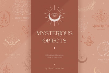 Mysterious Objects Collection. Esoteric, mystic.