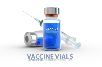 Vaccine Vials with Labels PSD Mockups