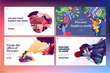 Web design templates of virtual reality