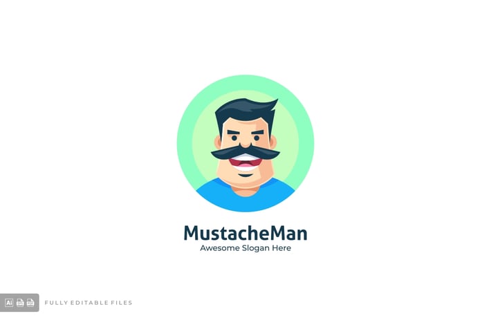 Mustache Man Logo Template
