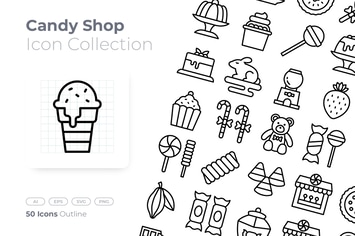 Candy Shop Outline Icon
