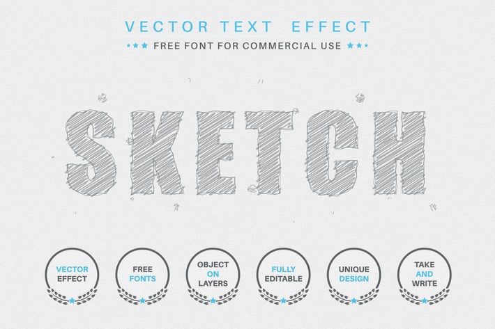 Pencil shading editable text effect,  font style