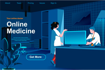 Online Medicine Isometric Web Page Flat Concept