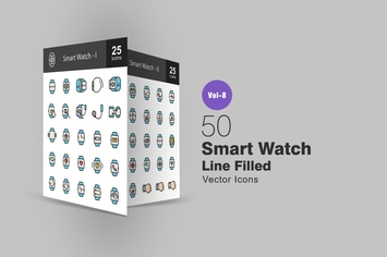 50 Smart Watch Line Filled Icons
