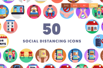 50 Social Distancing Icons
