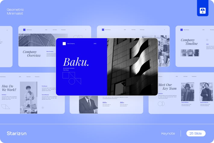 White Blue Geometric Minimalist Pitch-Deck • 001