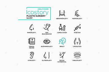 Plastic surgery - line design style icons